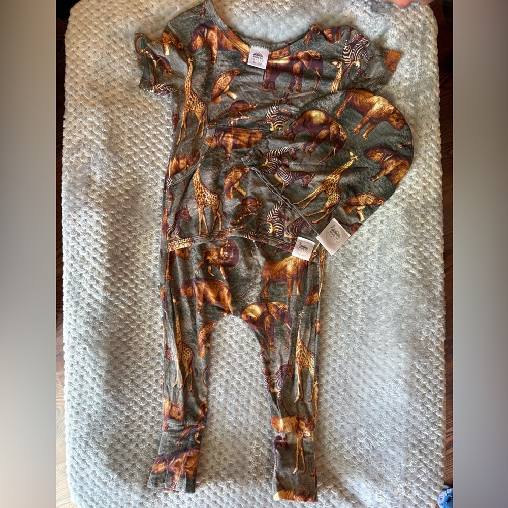 Ready Set Romper Animal Print Baby Romper and Hat Set